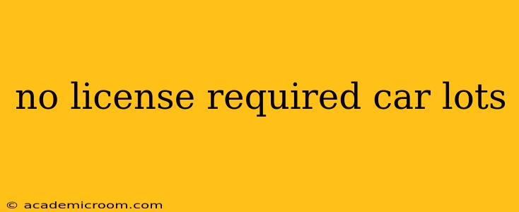 no license required car lots