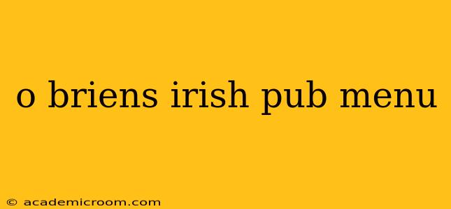 o briens irish pub menu