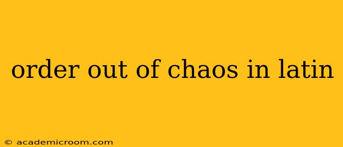 order out of chaos in latin