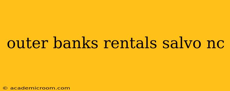 outer banks rentals salvo nc