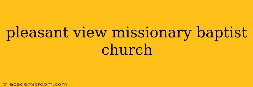 pleasant view missionary baptist church