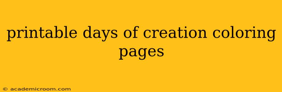 printable days of creation coloring pages
