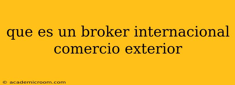 que es un broker internacional comercio exterior