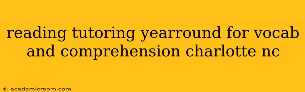 reading tutoring yearround for vocab and comprehension charlotte nc