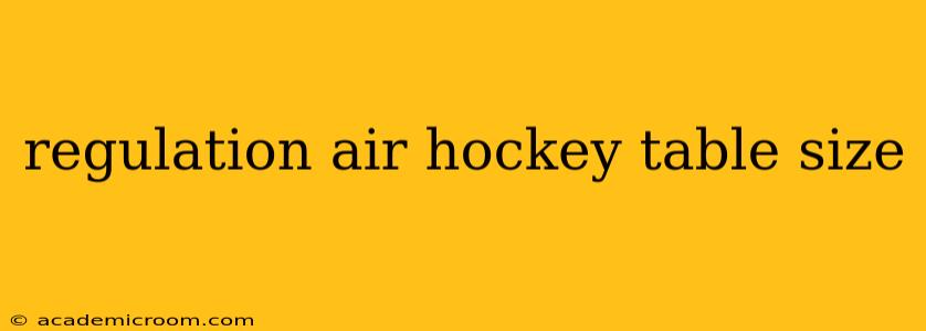 regulation air hockey table size