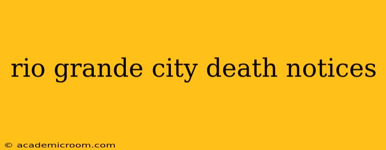 rio grande city death notices