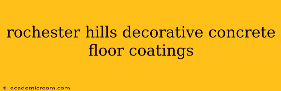 rochester hills decorative concrete floor coatings