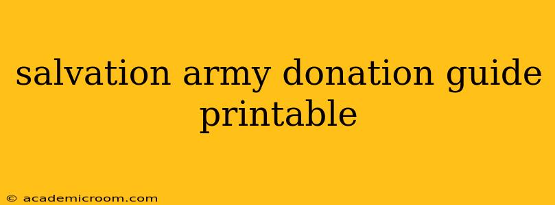 salvation army donation guide printable