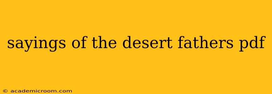 sayings of the desert fathers pdf