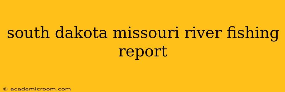 south dakota missouri river fishing report