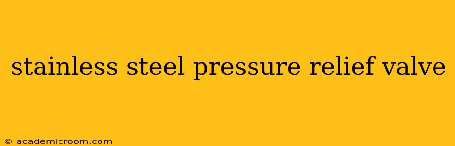 stainless steel pressure relief valve