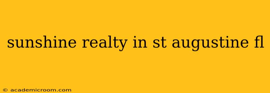 sunshine realty in st augustine fl