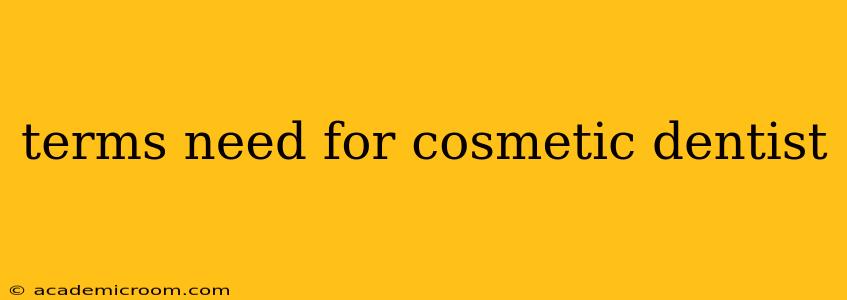 terms need for cosmetic dentist
