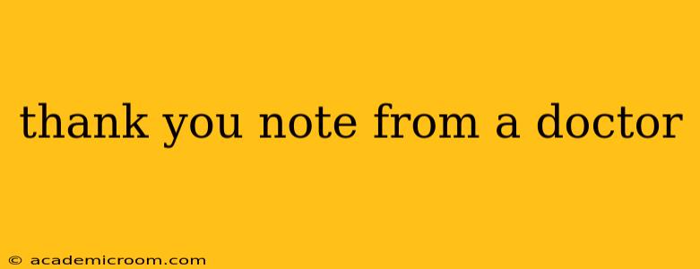 thank you note from a doctor