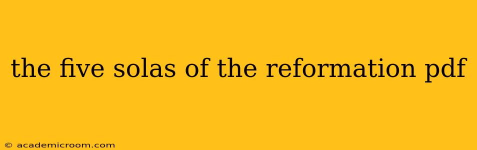 the five solas of the reformation pdf