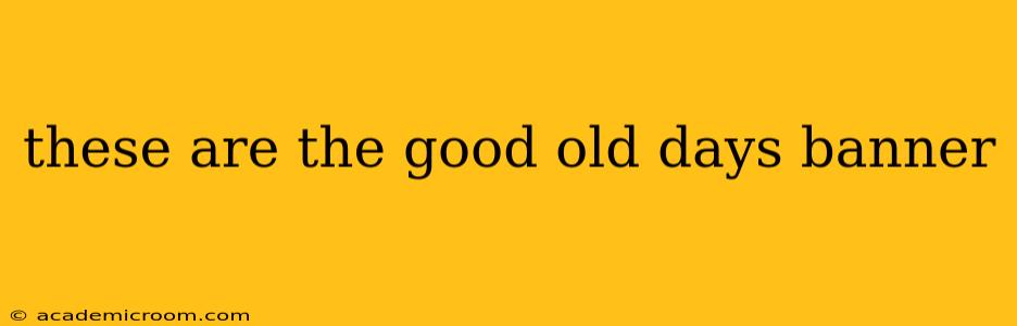 these are the good old days banner