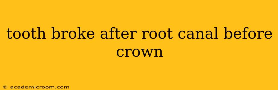 tooth broke after root canal before crown
