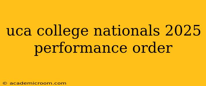 uca college nationals 2025 performance order