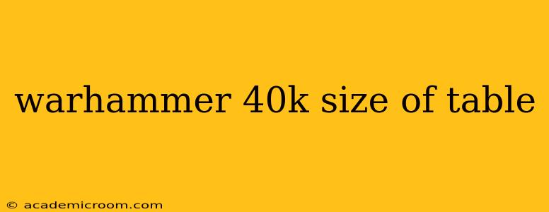 warhammer 40k size of table