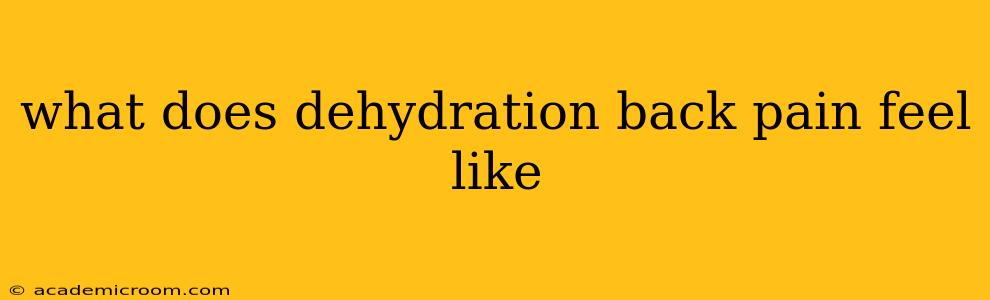 what does dehydration back pain feel like