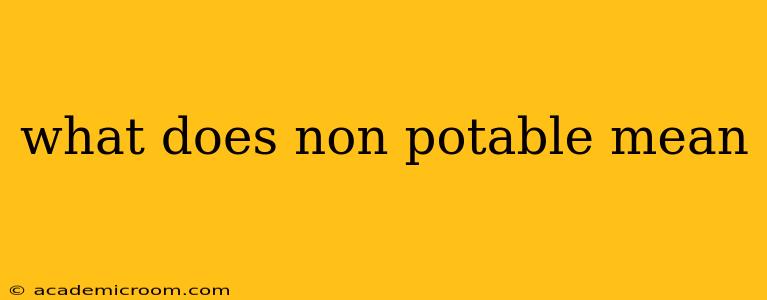 what does non potable mean