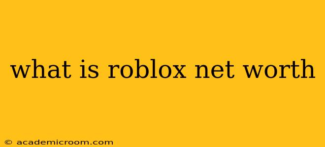 what is roblox net worth
