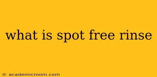 what is spot free rinse