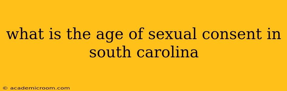 what is the age of sexual consent in south carolina