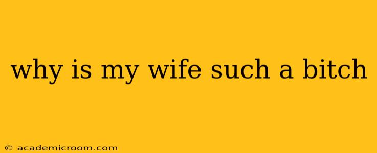 why is my wife such a bitch why is my wife such a bitch